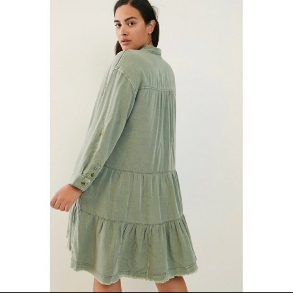 Anthropologie Pilcro Deanne moss tiered mini shirt dress
